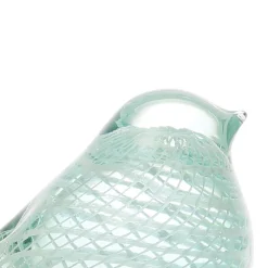 Presse-papier moineau serin vert d'eau en verre