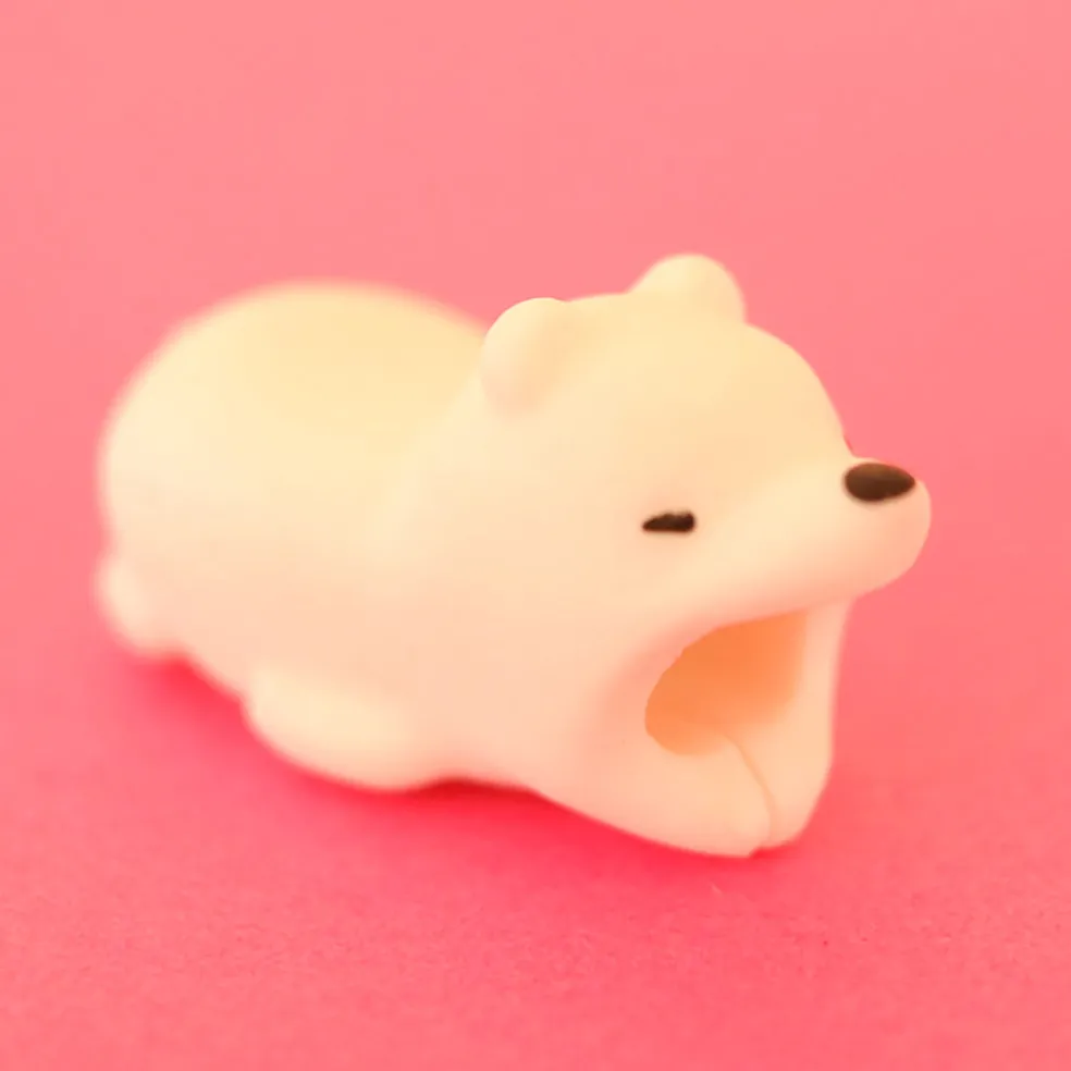 Protège câble ours blanc