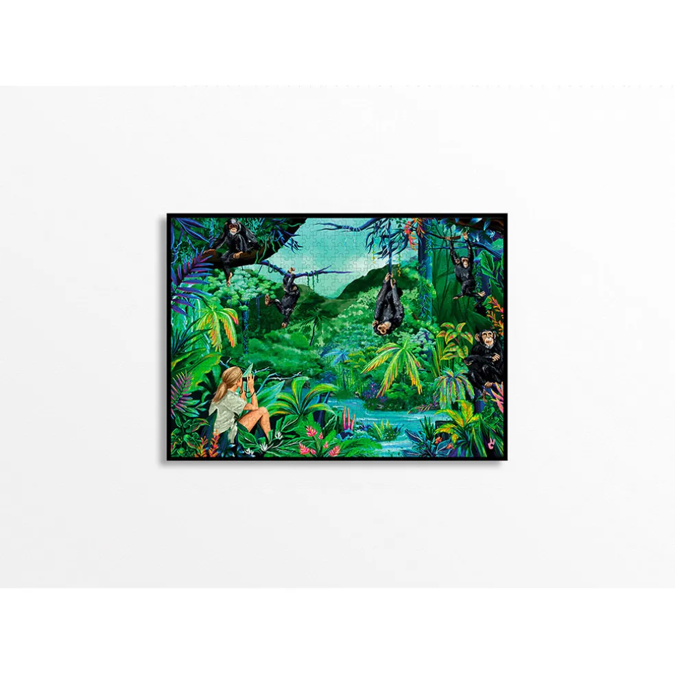 Puzzle jane goodall by piece & love pour jane goodall institute 68x49cm 1000 pieces