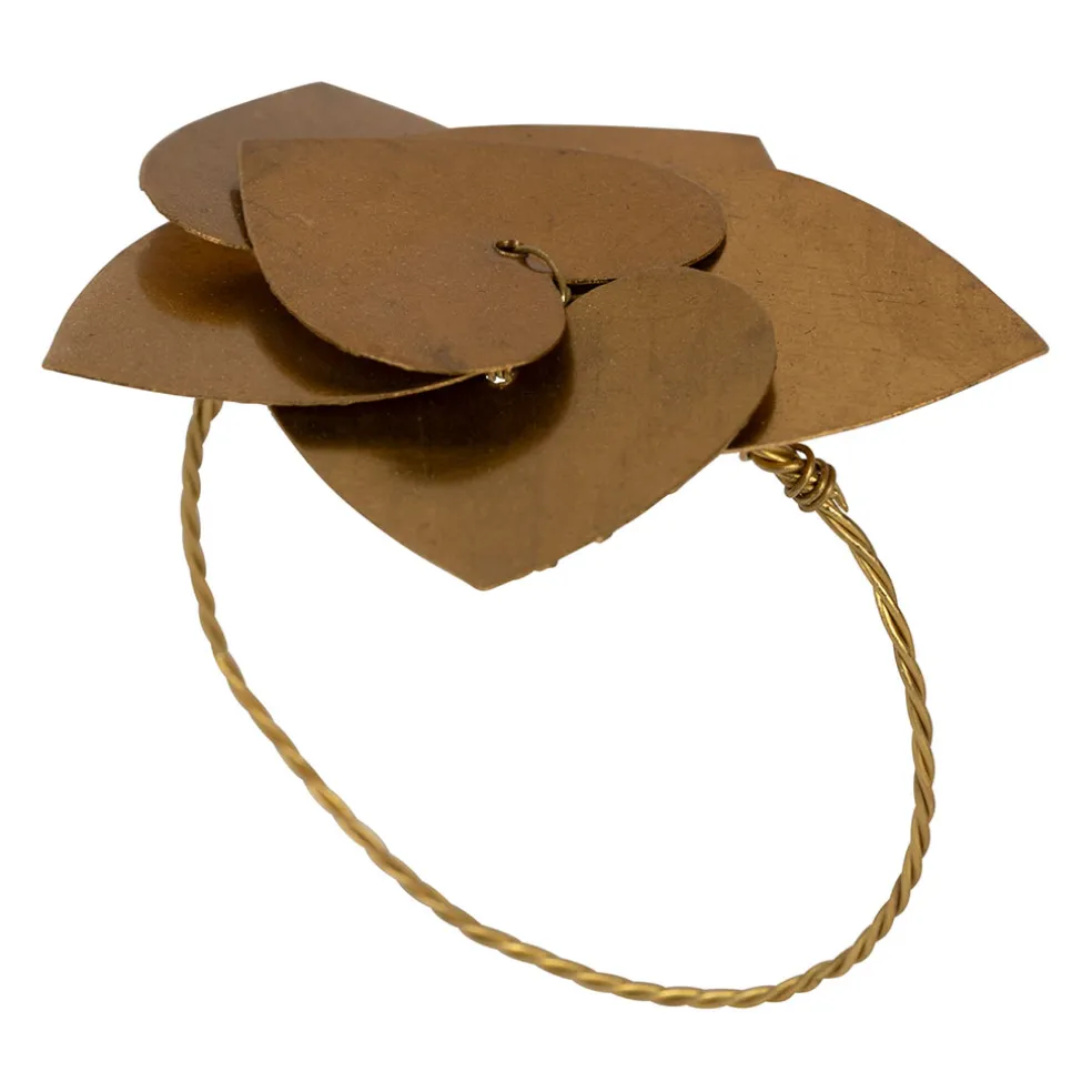 Rond de serviette cœur en laiton doré - Dulsine