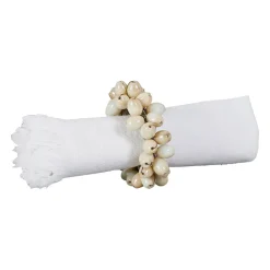 Rond de serviette en blanc cassé - Fleuri