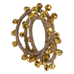 Rond de serviette en fer et jute doré - Clochette