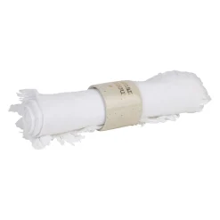 Rond de serviette maman en grès blanc moucheté d3cm