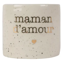 Rond de serviette maman en grès blanc moucheté d3cm