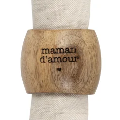 Rond de serviette maman en manguier naturel - Famille