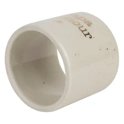 Rond de serviette papa en grès blanc moucheté d3cm