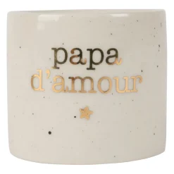 Rond de serviette papa en grès blanc moucheté d3cm