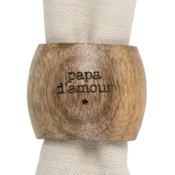 Rond de serviette papa en manguier naturel - Famille