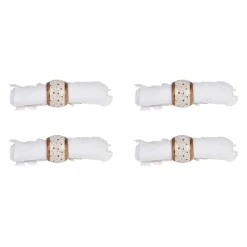 Rond de serviette (x4) en acacia et résine rose et blanc d3cm