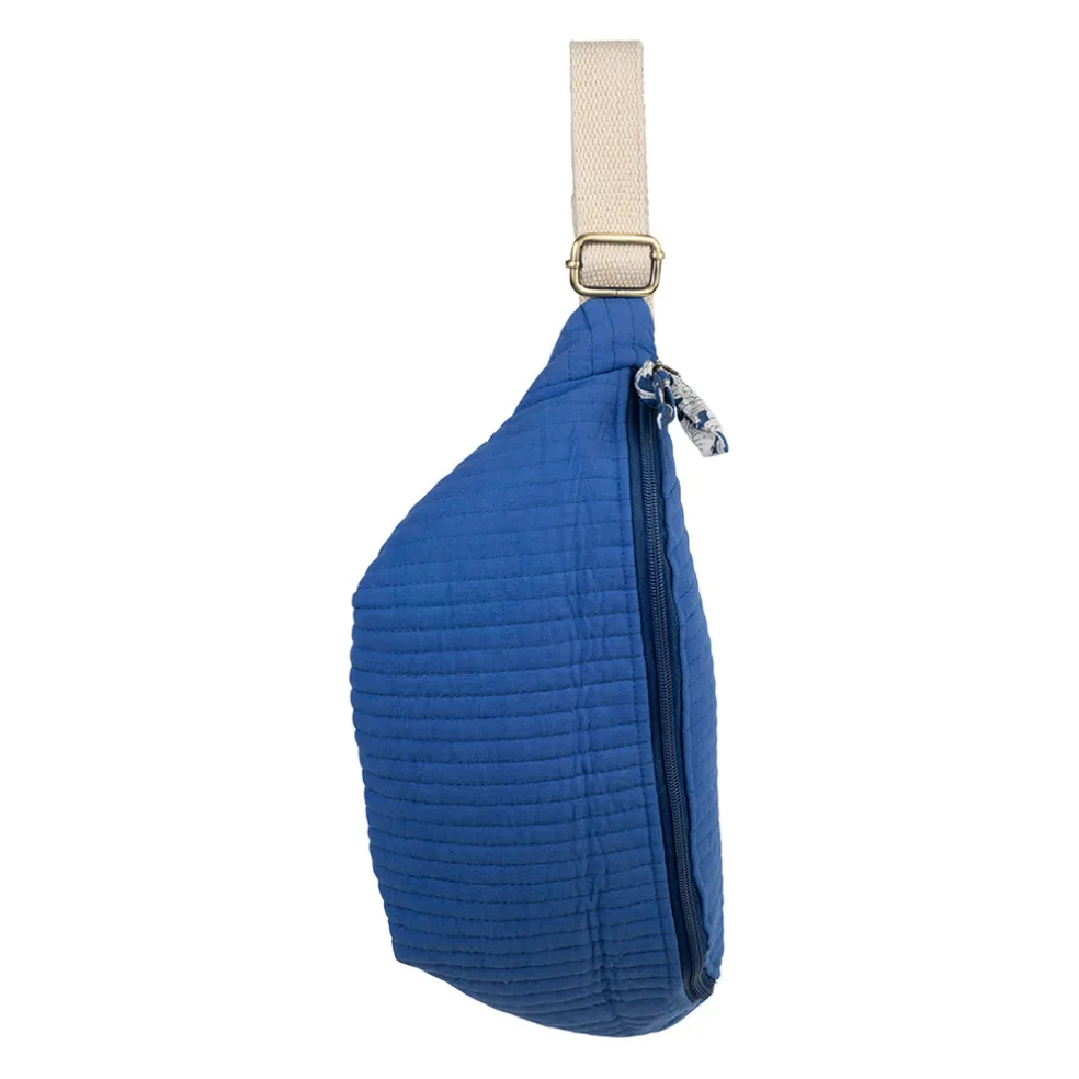 Sac banane en coton matelassé indigo - Flaura