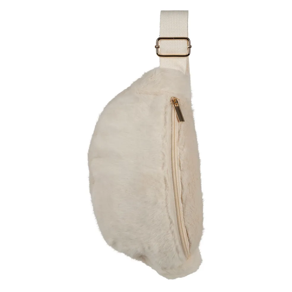 Sac banane fausse fourrure blanc - Bananez