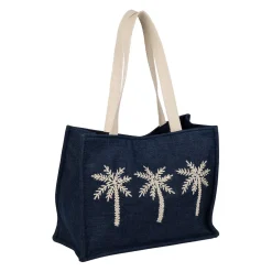 Sac brodé en coton bleu - Medi