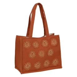 Sac brodé en coton terracotta et doré - Allegra