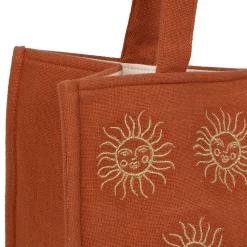 Sac brodé en coton terracotta et doré - Allegra