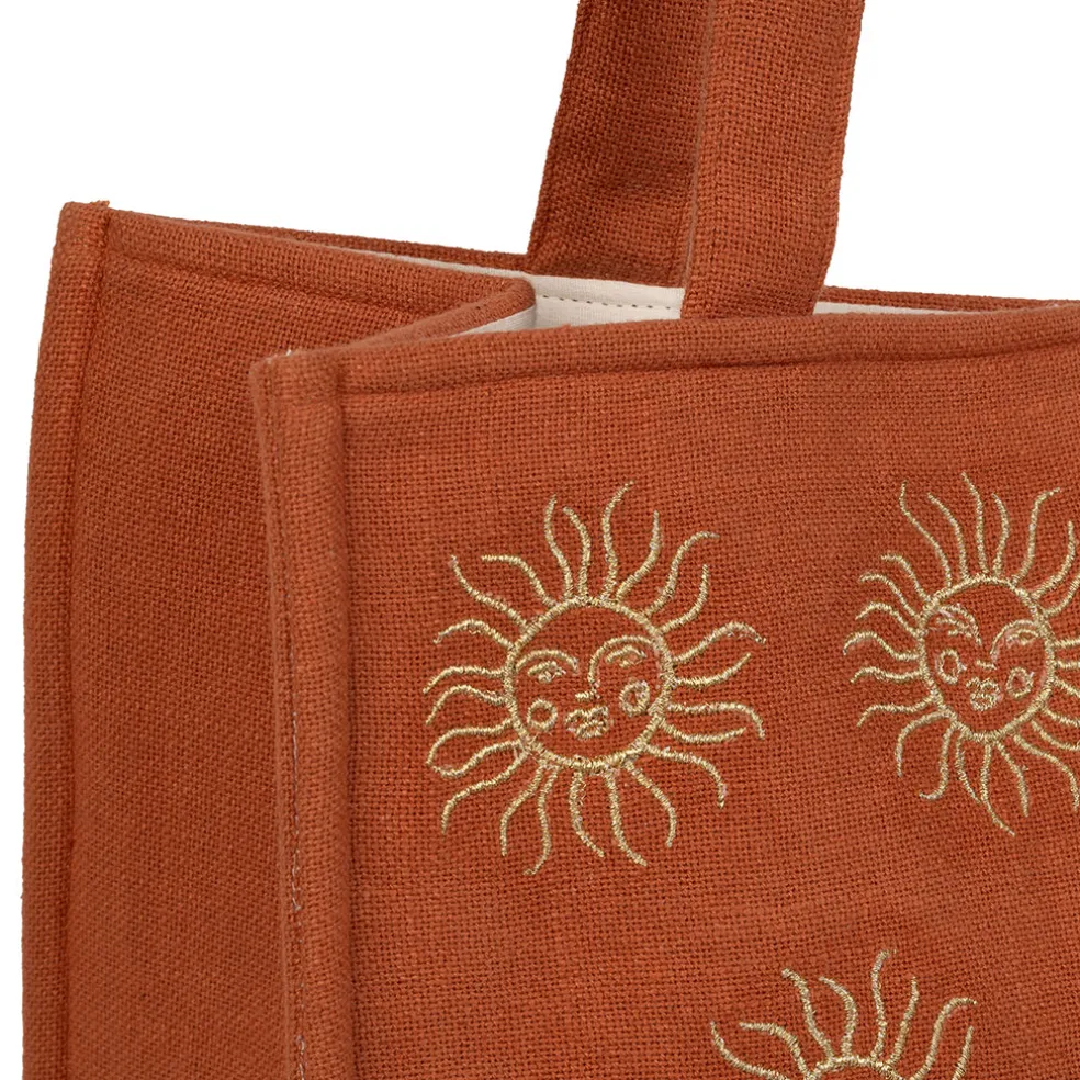 Sac brodé en coton terracotta et doré - Allegra