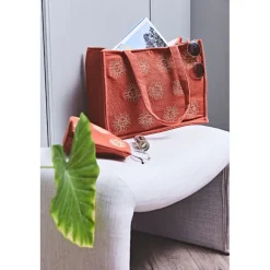 Sac brodé en coton terracotta et doré - Allegra