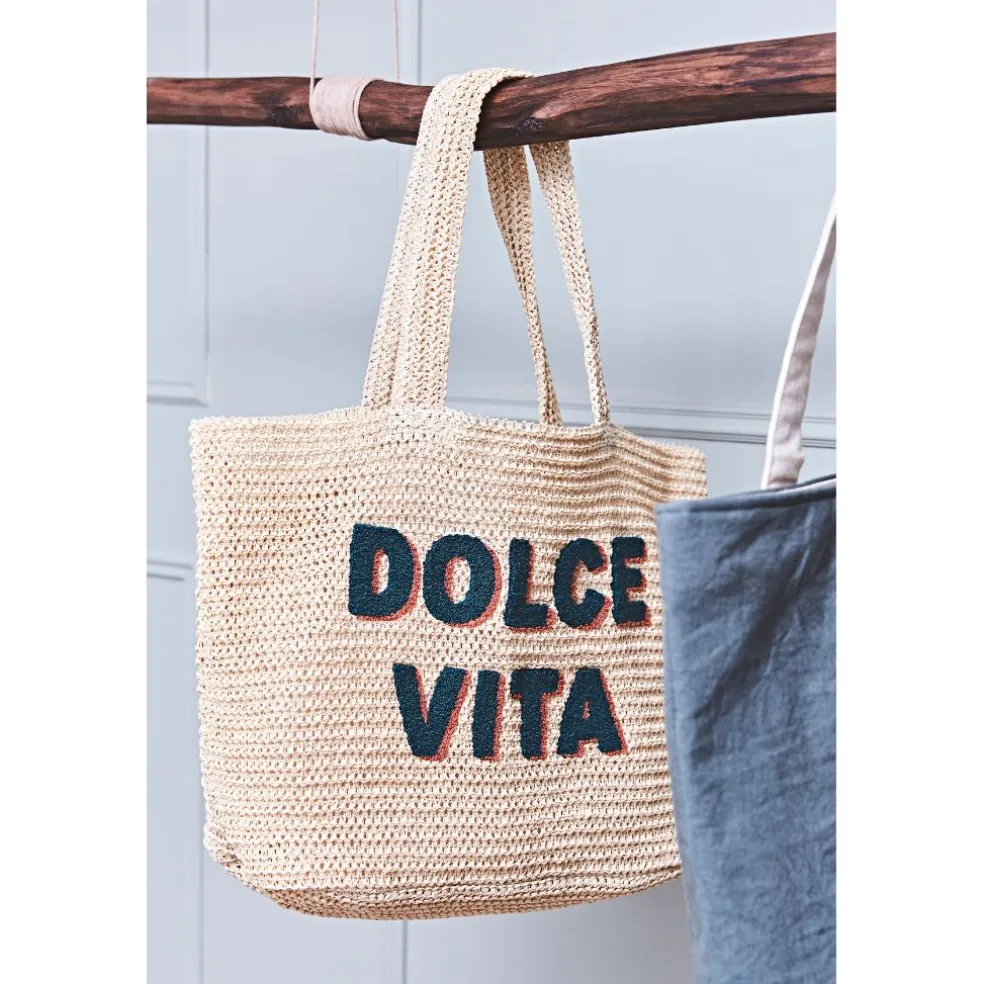 Sac brodé "dolce vita" en corde de papier - Lumi
