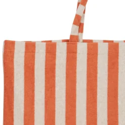 Sac en coton rayé corail et blanc - Palma