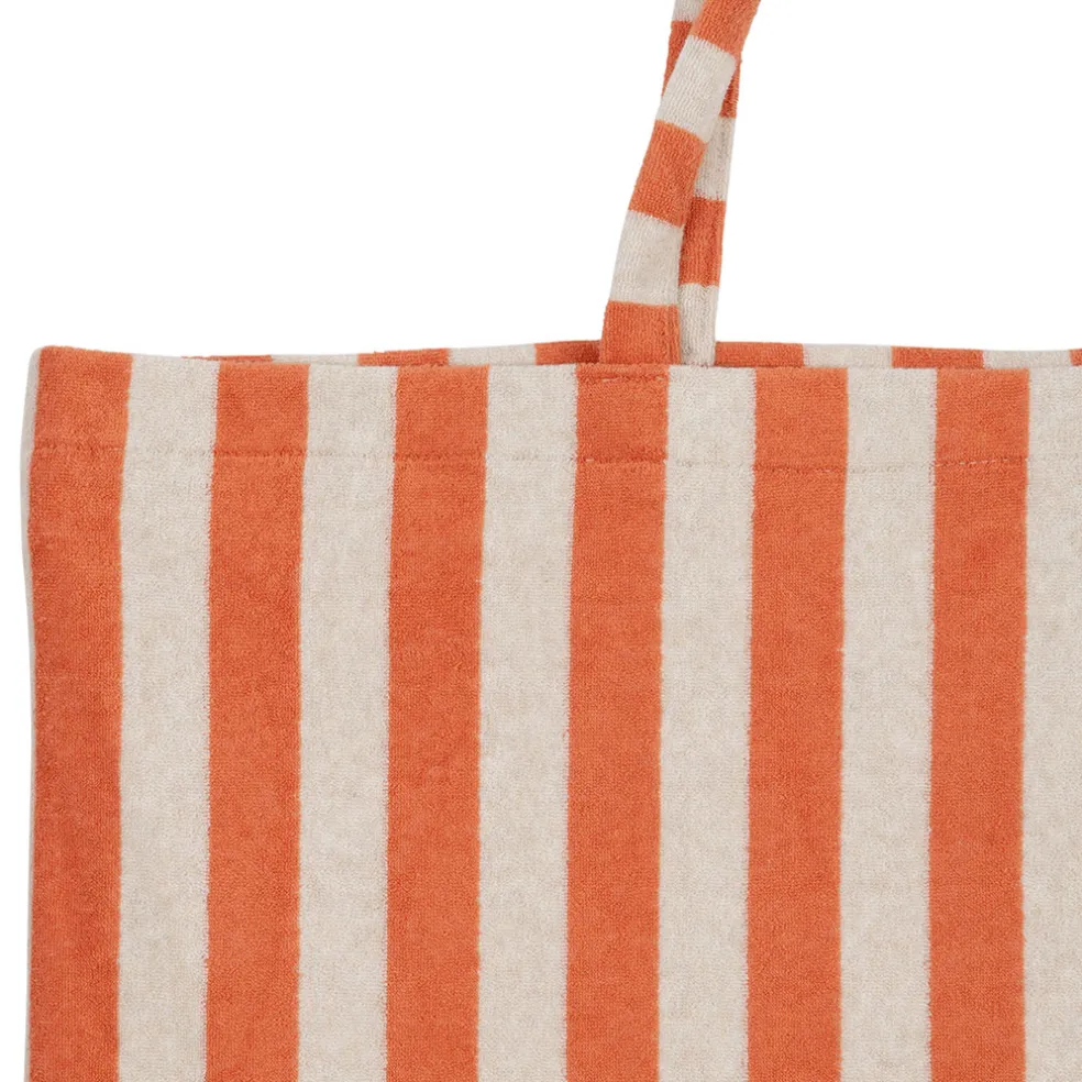 Sac en coton rayé corail et blanc - Palma