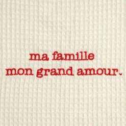 Sac grand amour en coton écru et rouge - Famille