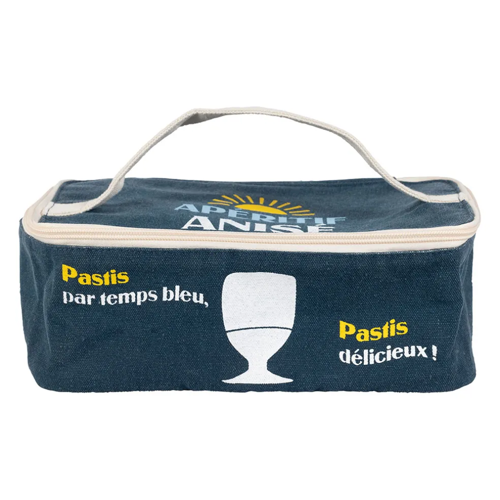 Sac isotherme en coton bleu et jaune - Pastis