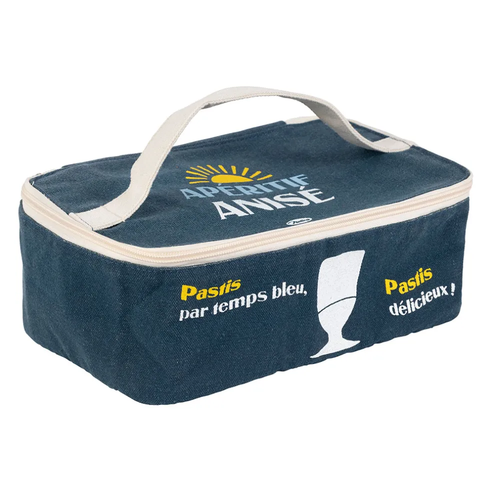 Sac isotherme en coton bleu et jaune - Pastis