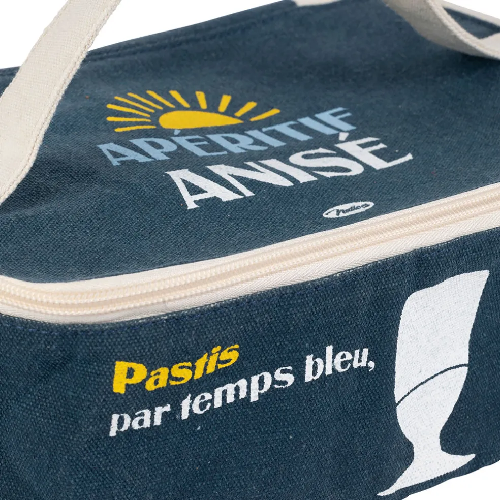Sac isotherme en coton bleu et jaune - Pastis