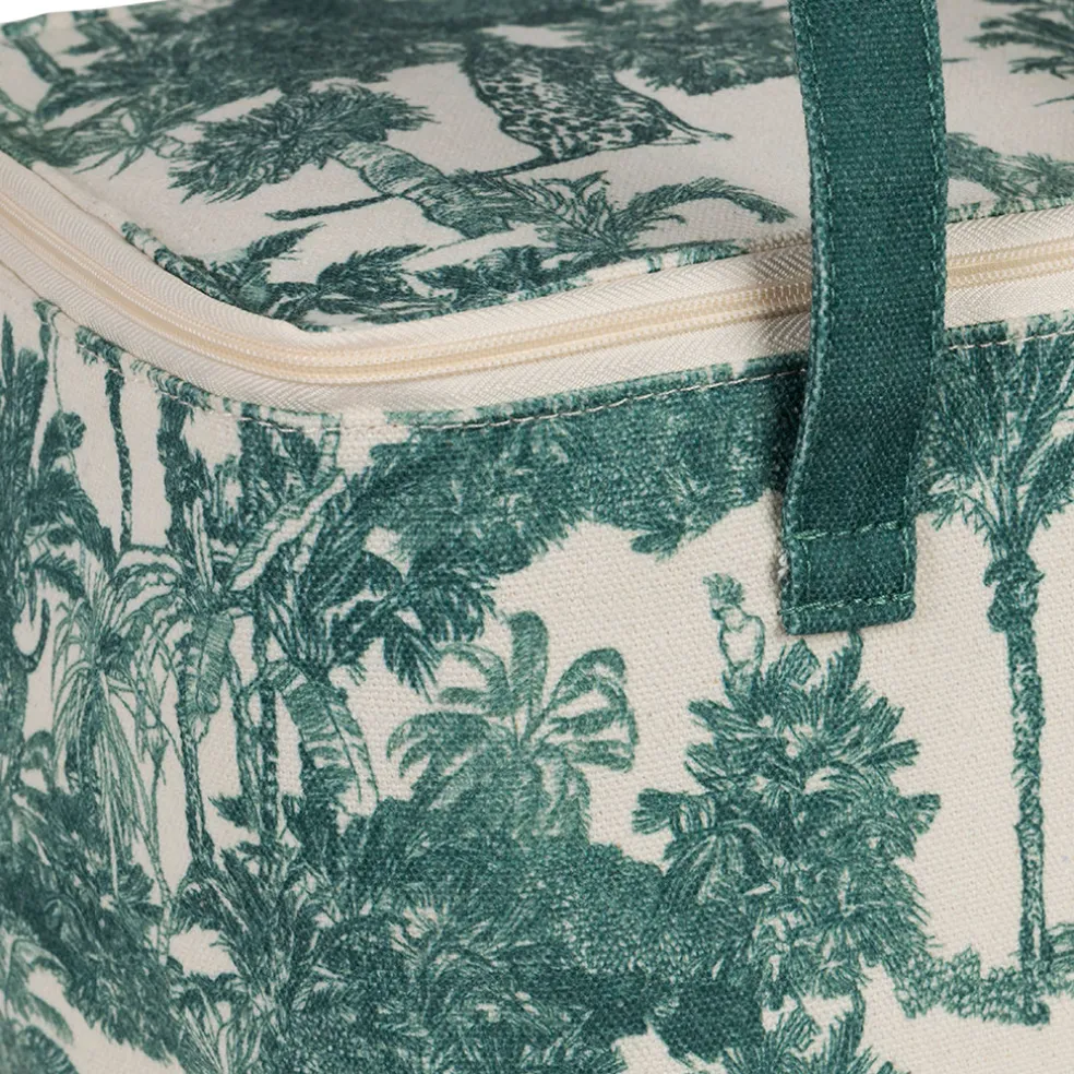 Sac isotherme en coton écru et palmiers émeraude - Mocoa
