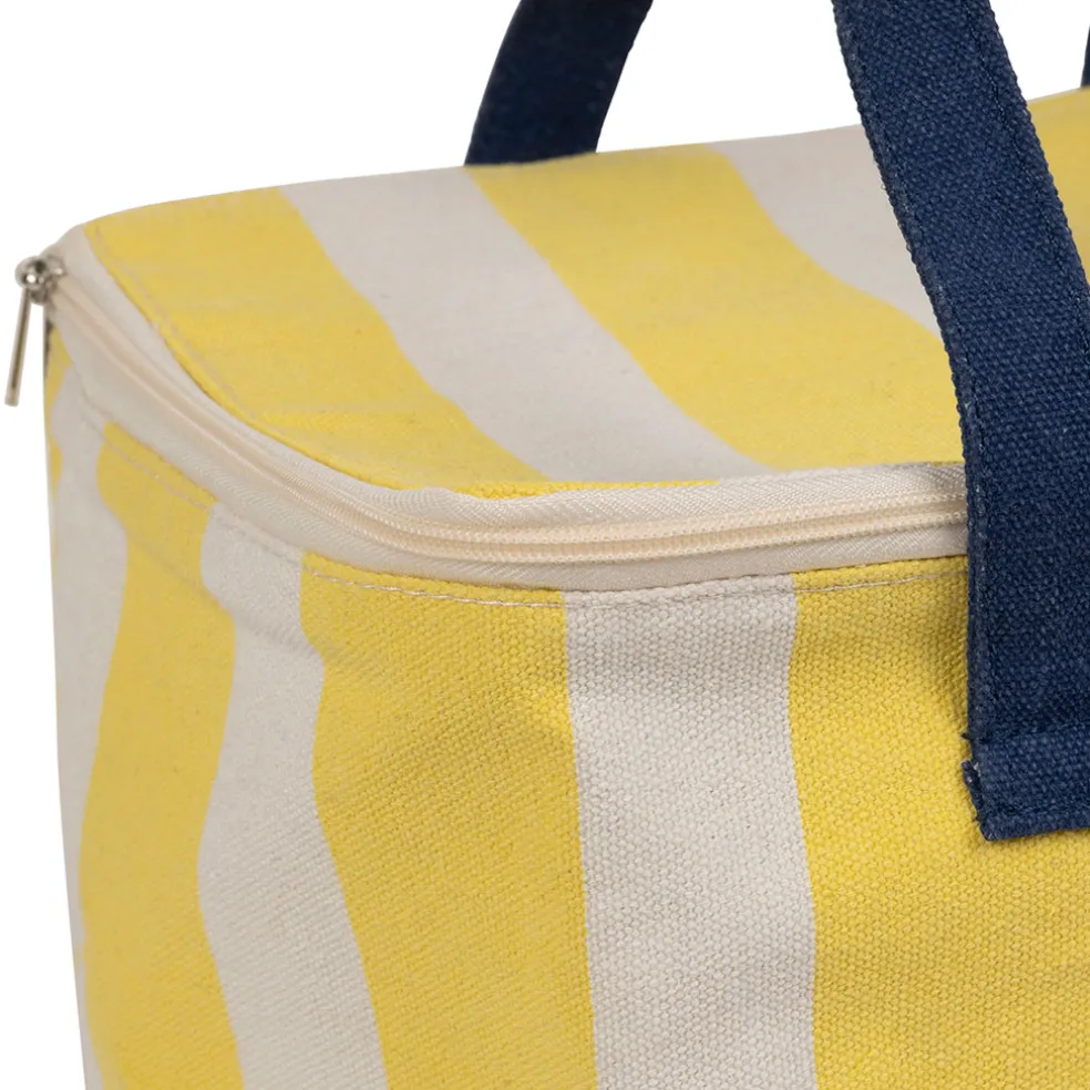 Sac isotherme en coton rayé jaune et bleu - Medi