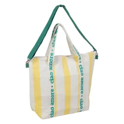 Sac isotherme en coton rayé jaune et blanc - Medi
