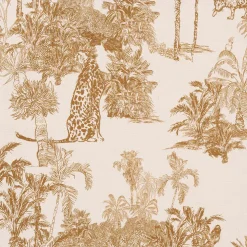 Sac tote bag en coton écru et palmiers camel - Mocoa