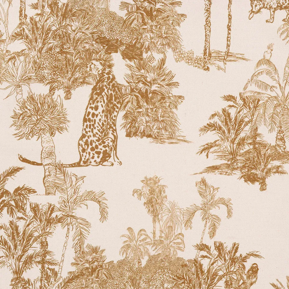 Sac tote bag en coton écru et palmiers camel - Mocoa