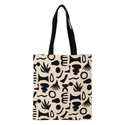 Sac tote bag en coton ecru et noir - Organic