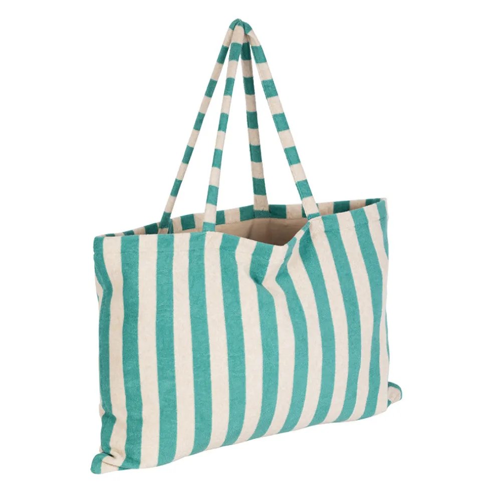 Sac tote bag en coton et polyester émeraude 55x40cm - Palma