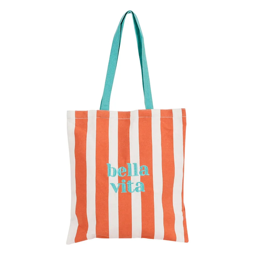 Sac tote bag en tissu corail et émeraude - Palma