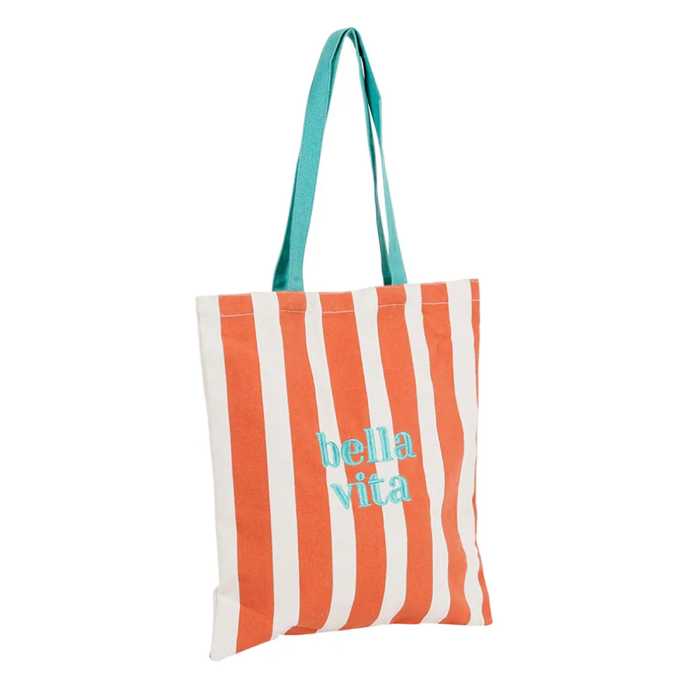 Sac tote bag en tissu corail et émeraude - Palma