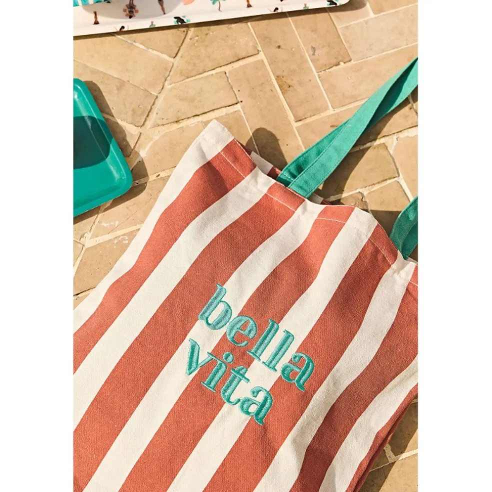 Sac tote bag en tissu corail et émeraude - Palma