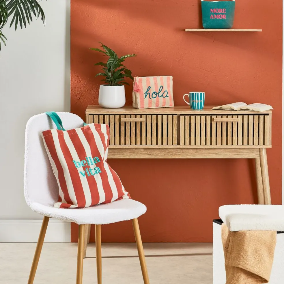 Sac tote bag en tissu corail et émeraude - Palma