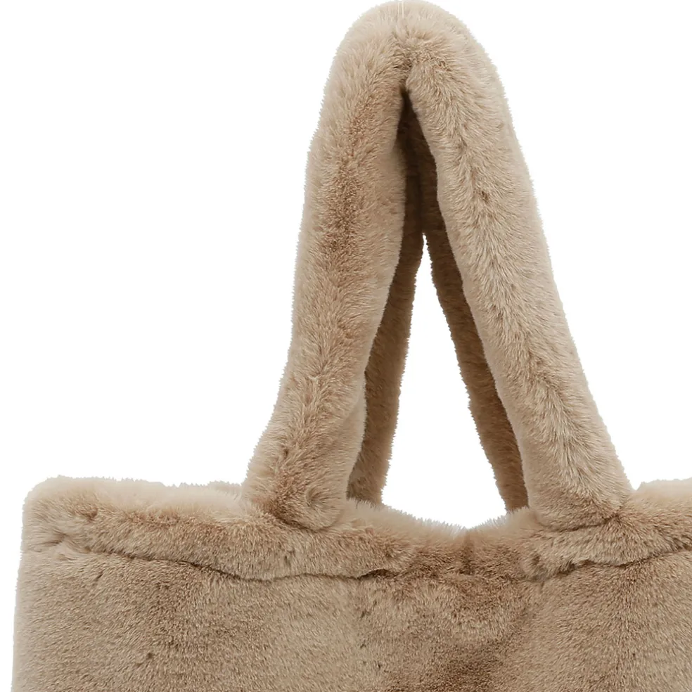 Sac tote bag peluché taupe - Adalie