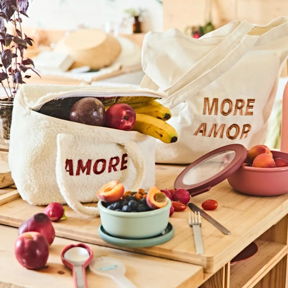 Sac tote bag "More amor" en coton écru - Funky