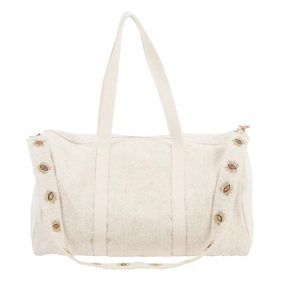 Sac week-end en coton et jute écru et doré - Greeka