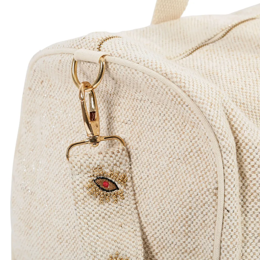 Sac week-end en coton et jute écru et doré - Greeka