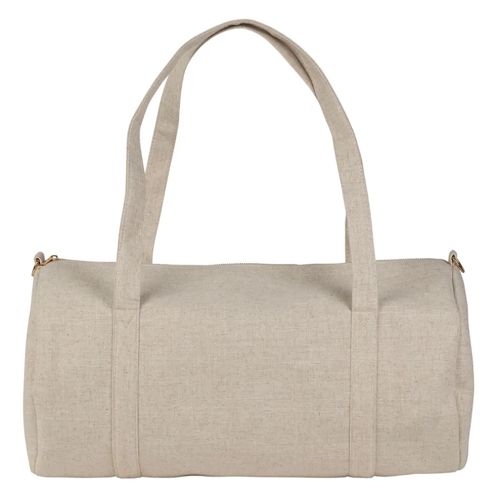 Sac week-end en en tissu et lin écru - Bowling