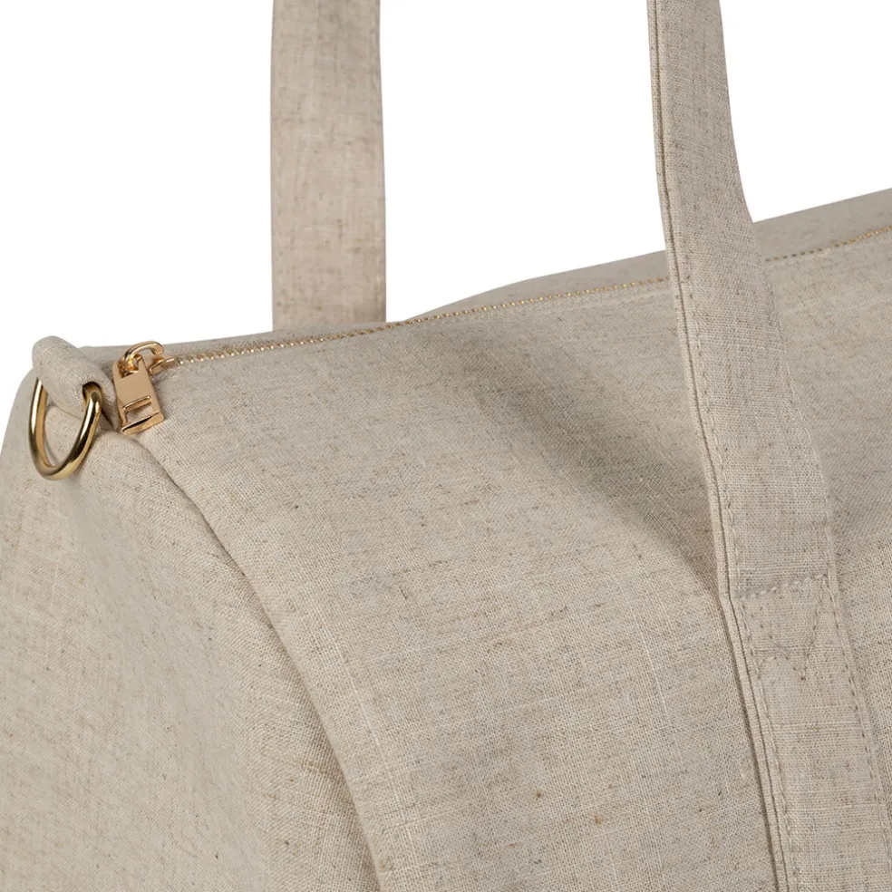 Sac week-end en en tissu et lin écru - Bowling