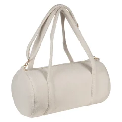 Sac weekend en tissu bouclette écru - Bowling