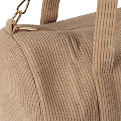 Sac weekend en tissu côtelé beige - Bowling