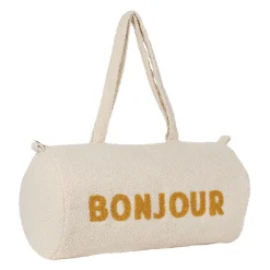 Sac weekend " Bonjour " en bouclette écru - Funky