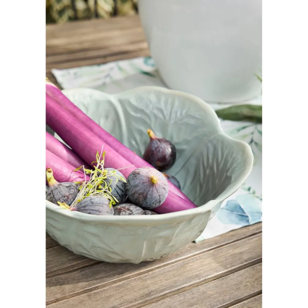 Saladier chou en grès vert d'eau d27cm