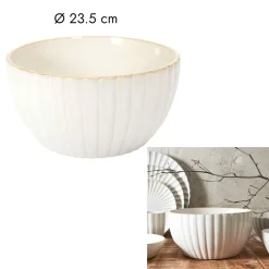 Saladier en céramique beige d23.6cm - Vlora