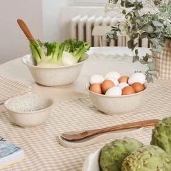 Saladier en grès blanc moucheté d26cm - Jeanne